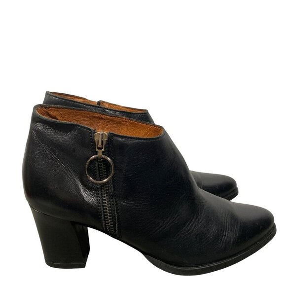 Marroqui Sanchez black leather ankle boots almond toe block heel women’s 40 - Picture 5 of 13